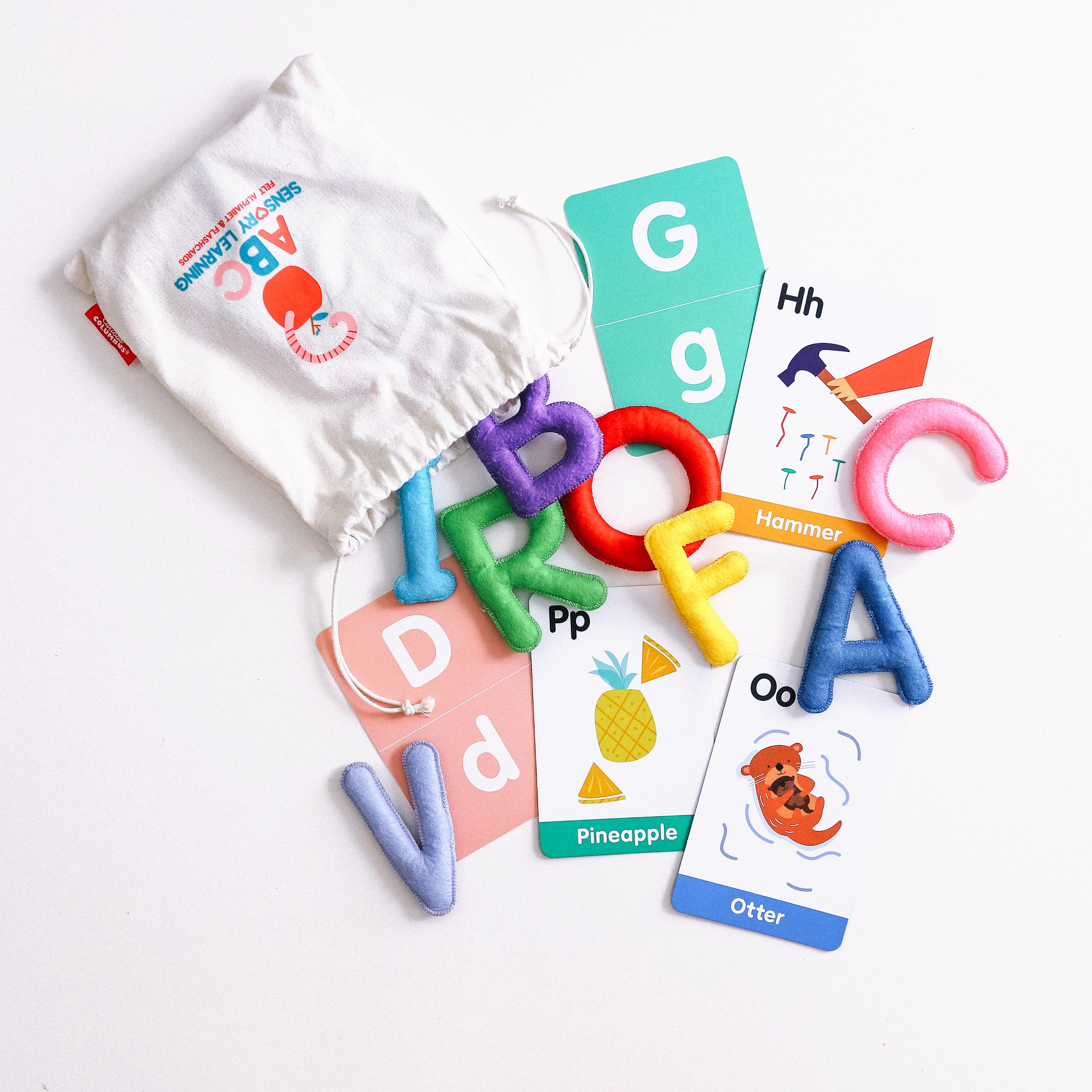 Curious Columbus Montessori Felt Letters and ABC Flash Cards - Lowercase  Large Alphabet Letters for Toddlers and Educational Flashcards for  Preschool.